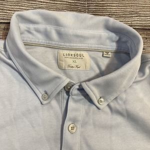 Linksoul Men's XL Polo Shirt Tempus Fugit Golf Short Sleeve Light Blue Flawed